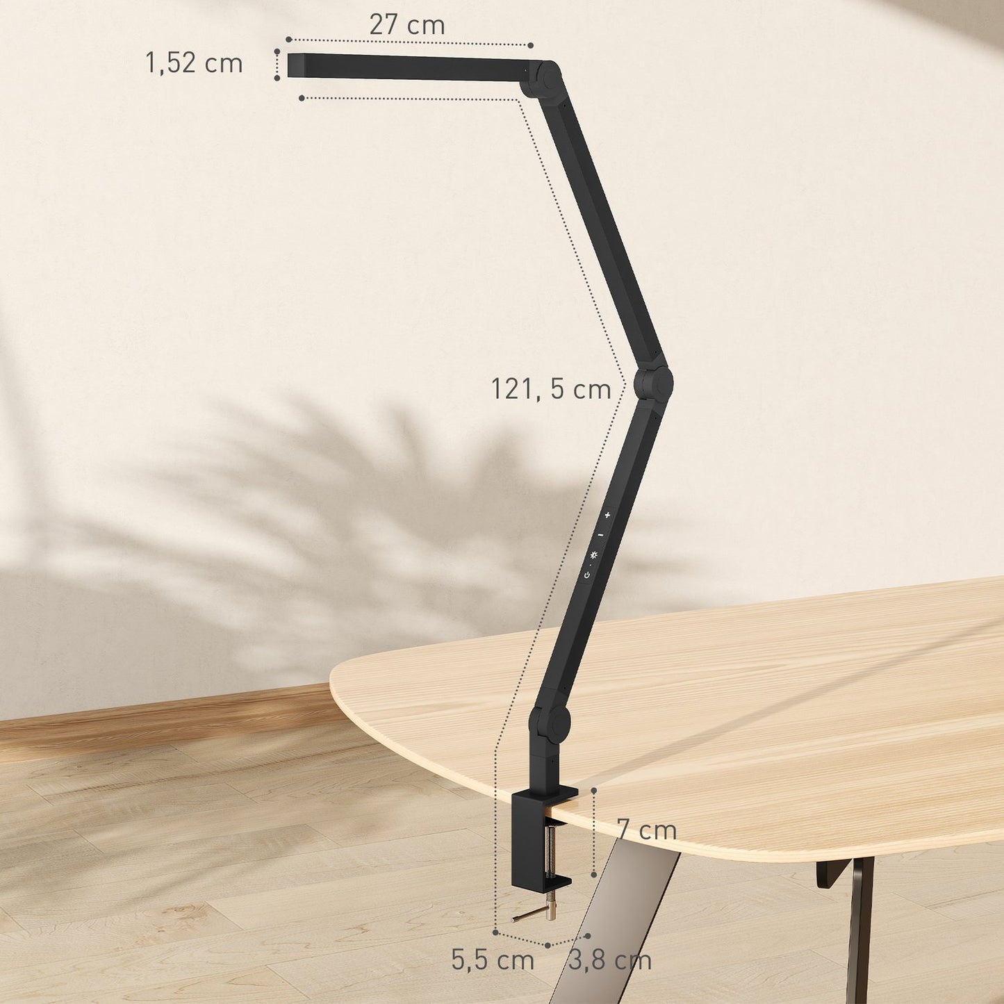 Desk Lamp, Adjustable Brightness & Color, Metal Clamp