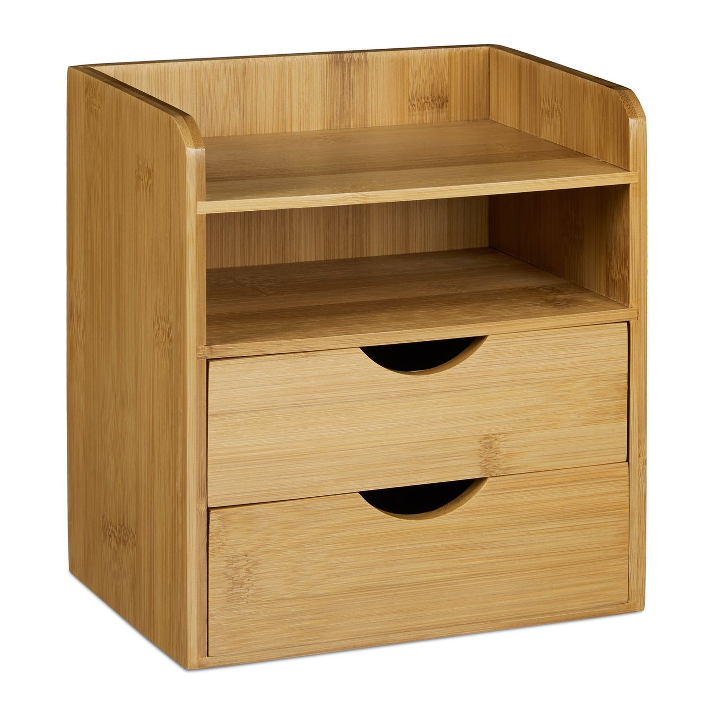 Desk Organiser Bamboo Drawers Shelves Wooden Storage Box Wood Office Shelf Stand