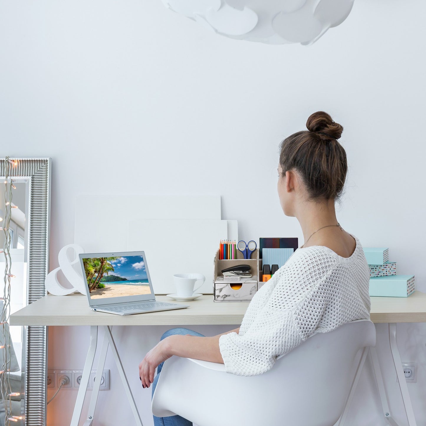 Desk Organiser Marble Look