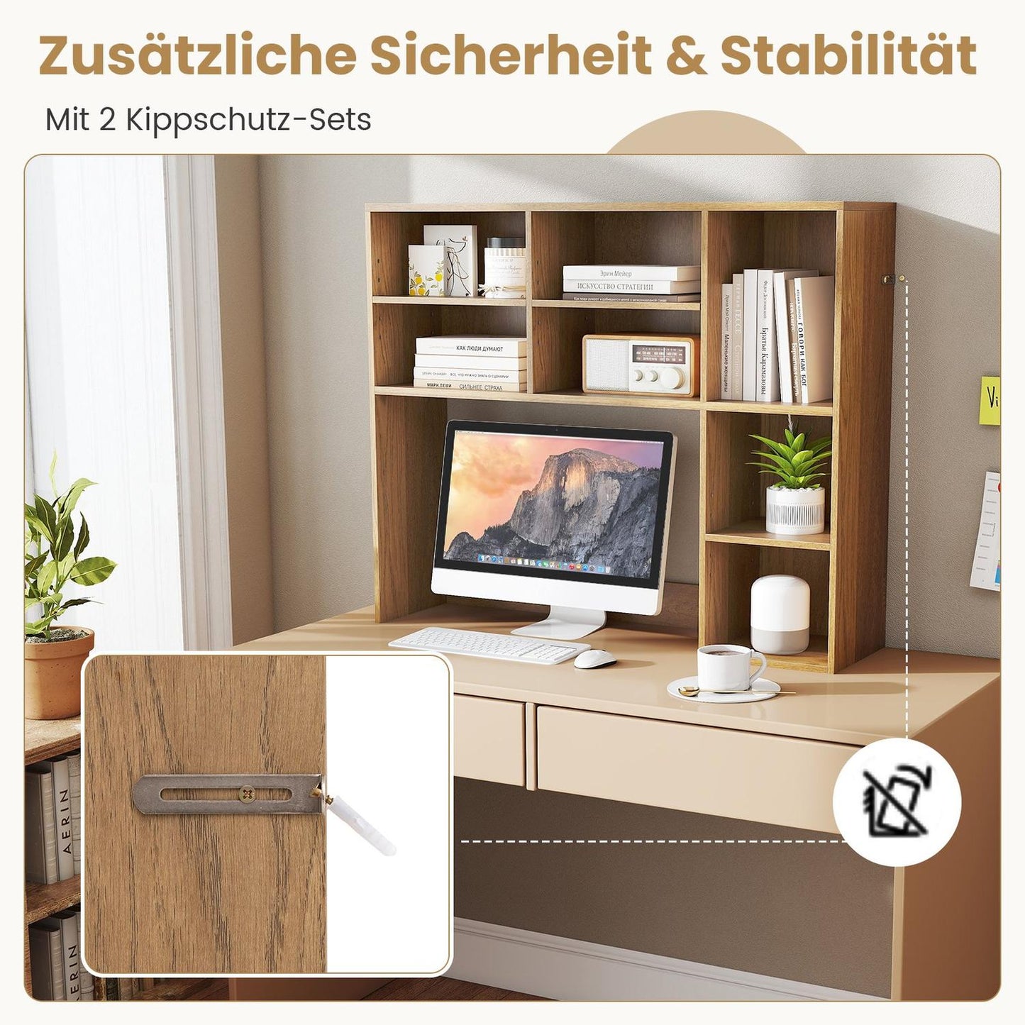 Desk Shelf with 7 Compartments for Monitors Up to 27""