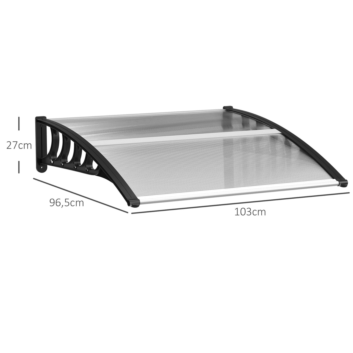 Front door aluminum canopy 103x96.5x27 cm, UV and rain protection