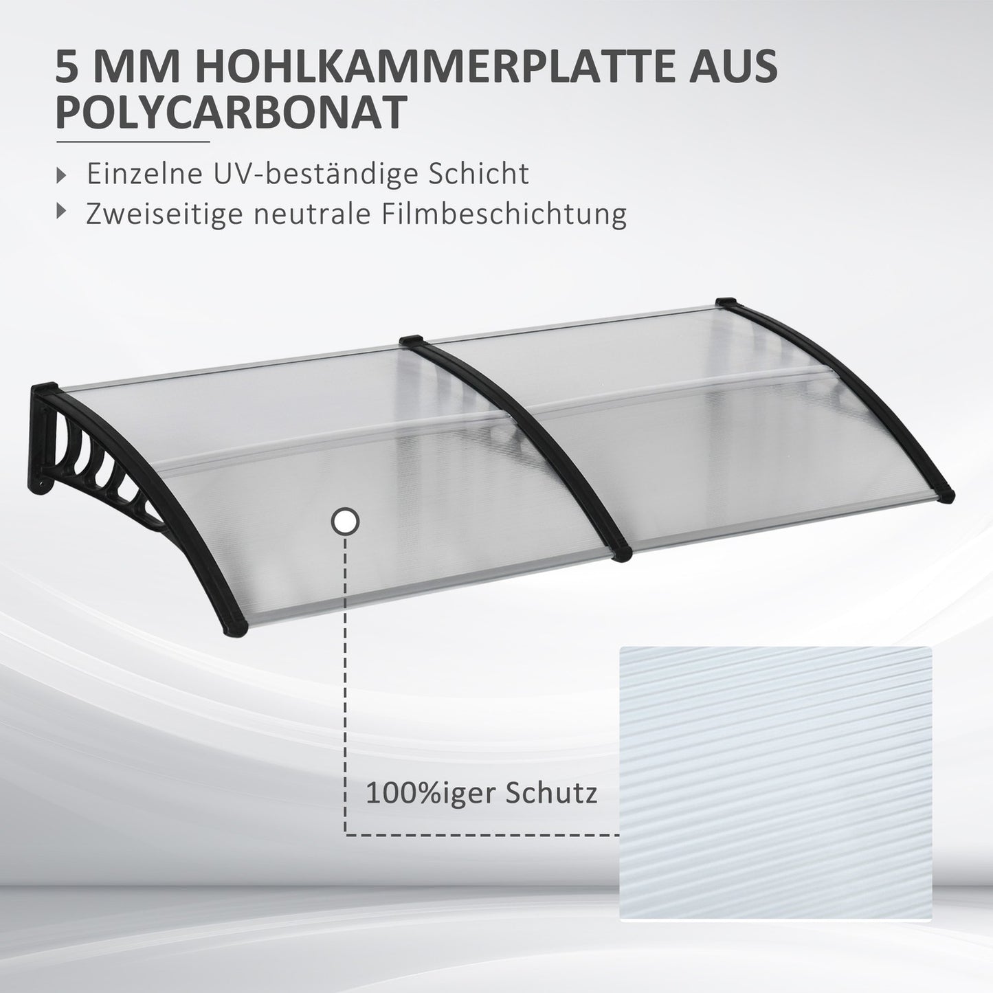 Aluminum outdoor roof with UV and rain protection, black
