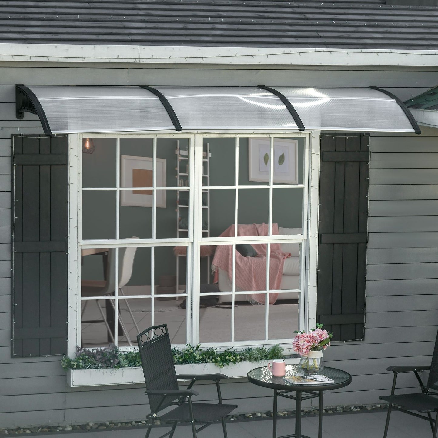 Exterior door in aluminium, UV and rain protection, black