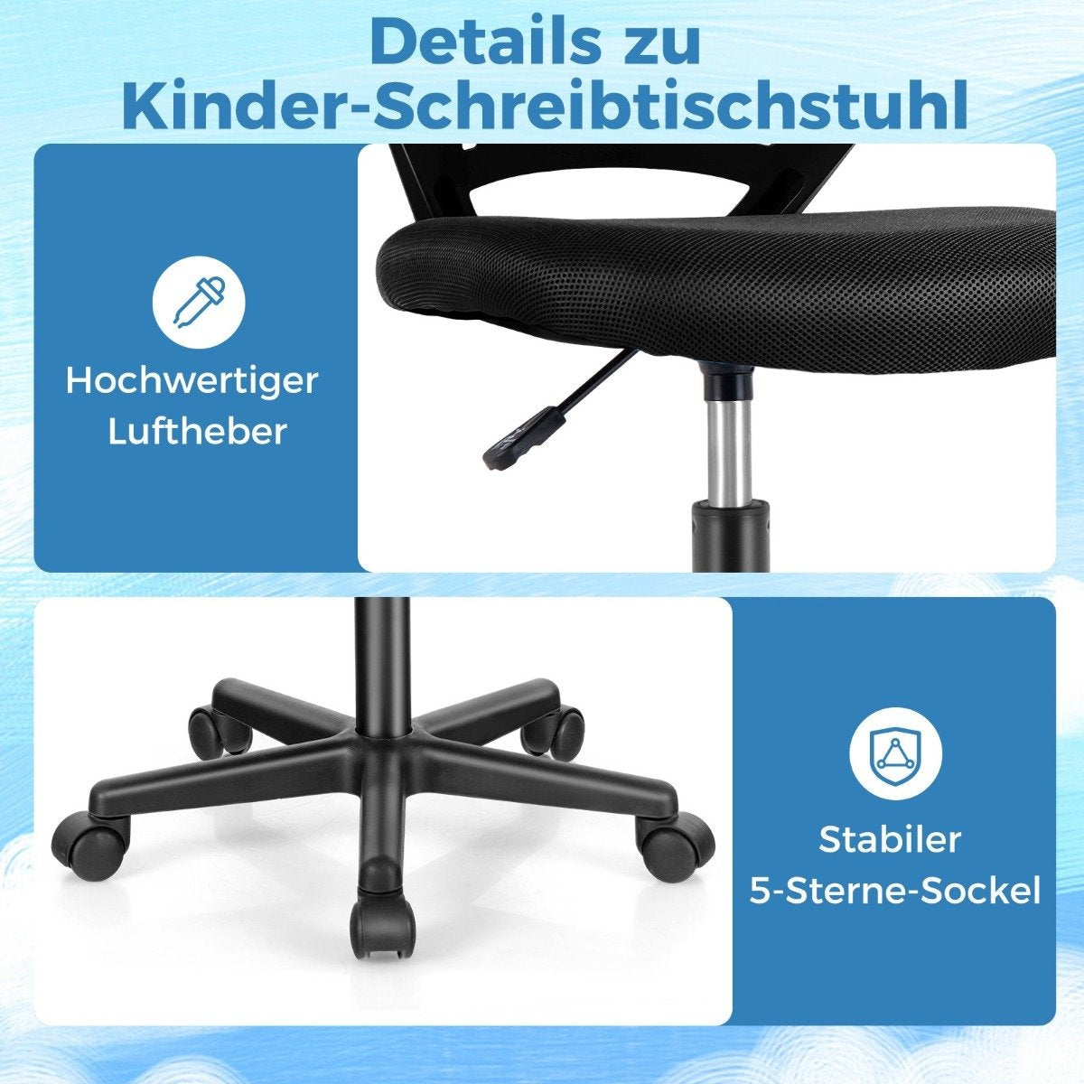 Desk chair for children armless children's desk chair 54 x 54 x 77-89 cm black