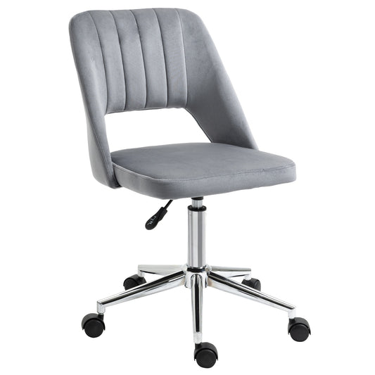 Ergonomic rotating desk chair in velvet look, dark grey