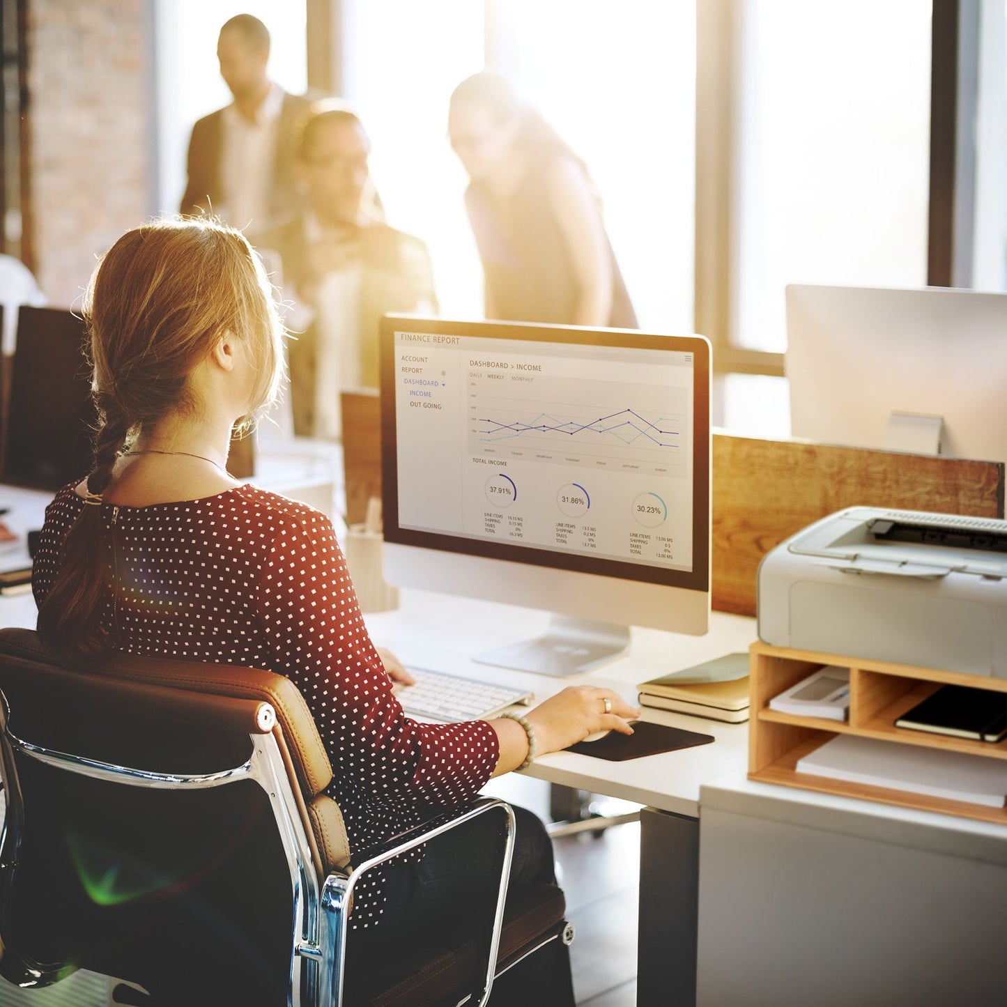 Desk in bamboo for printers