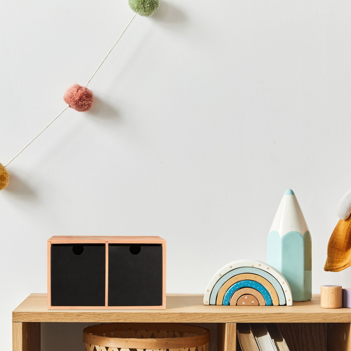 <p>Enhance your workspace with a bamboo office organizer, offering eco-friendly storage and a harmonious environment. This stylish organizer seamlessly integrates into any office, kitchen, or studio.</p>

<ul>
<li>Organize efficiently with two spacious dr