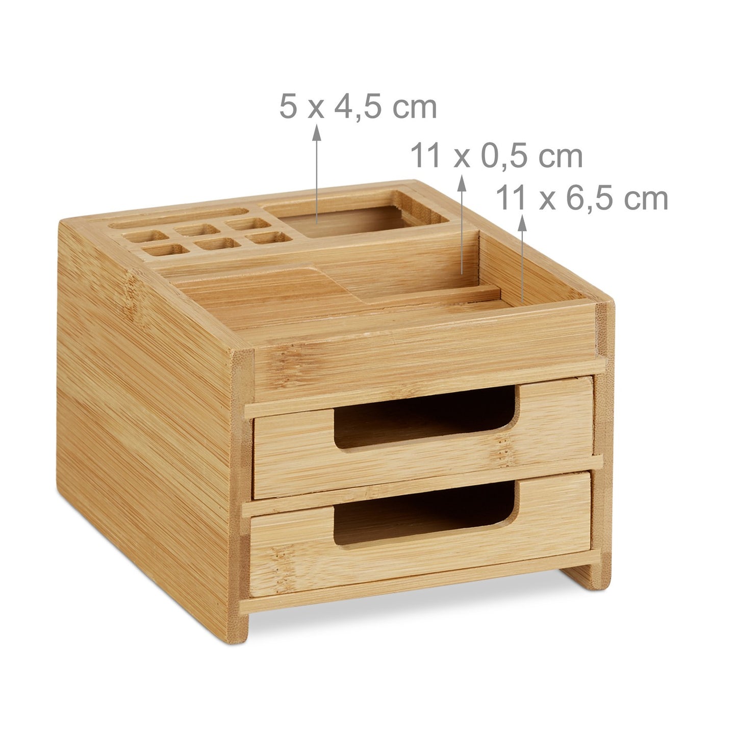 <p>Organize your workspace efficiently with this bamboo desk organizer, offering sustainable storage for office supplies. Its elegant design enhances any desk while keeping essentials within reach.</p>

<ul>
<li>Utilize sustainable bamboo for eco-friendly