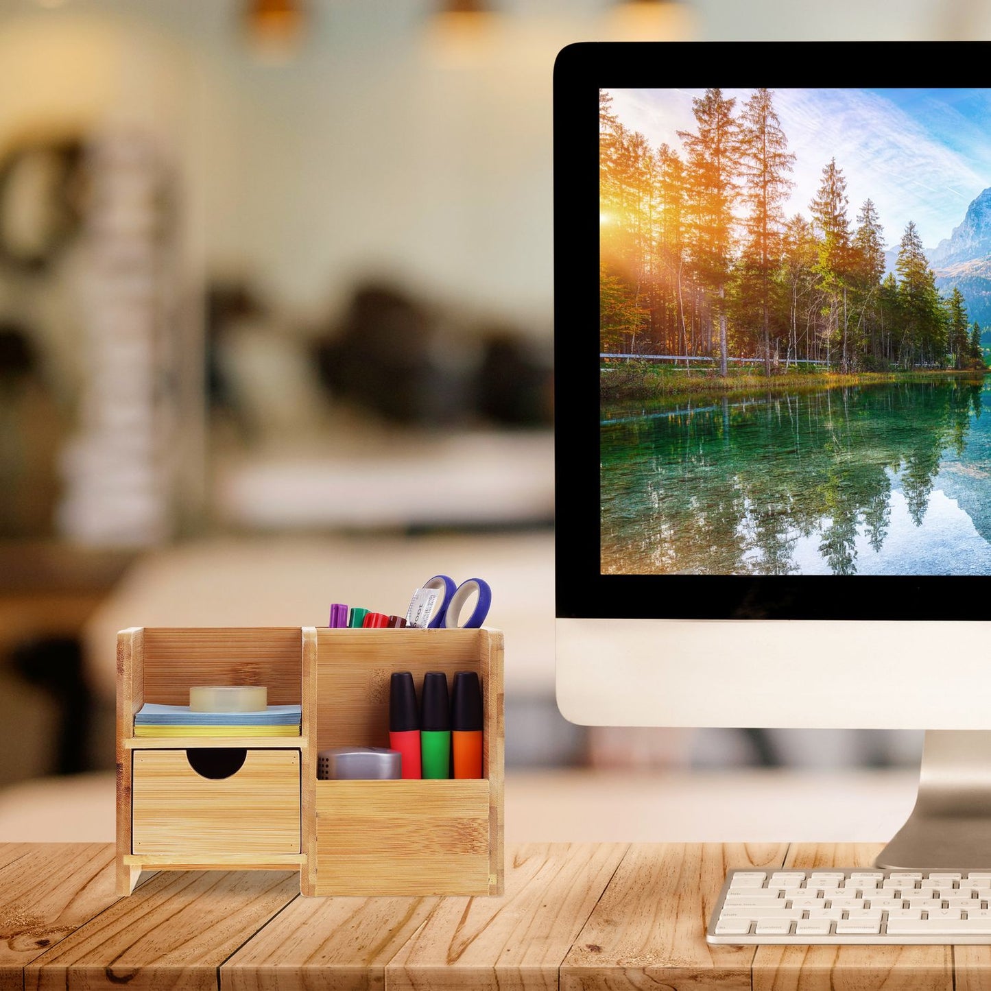 <p>The bamboo desk storage box enhances workspace organization with its natural, durable design. This eco-friendly solution offers practical storage for stationery and office supplies, promoting efficiency and focus.</p>

<ul>
<li>Organize essentials with