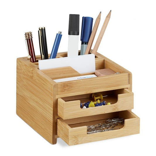 <p>Organize your workspace efficiently with this bamboo desk organizer, offering sustainable storage for office supplies. Its elegant design enhances any desk while keeping essentials within reach.</p>

<ul>
<li>Utilize sustainable bamboo for eco-friendly