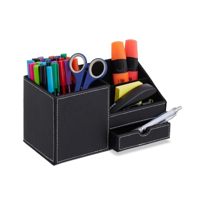 Desk organization in leather look
