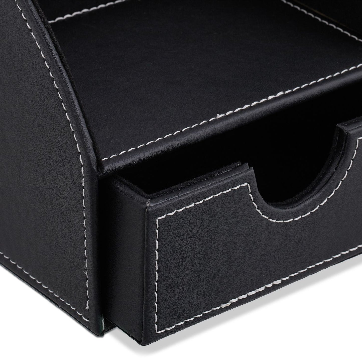 Desk organization in leather look
