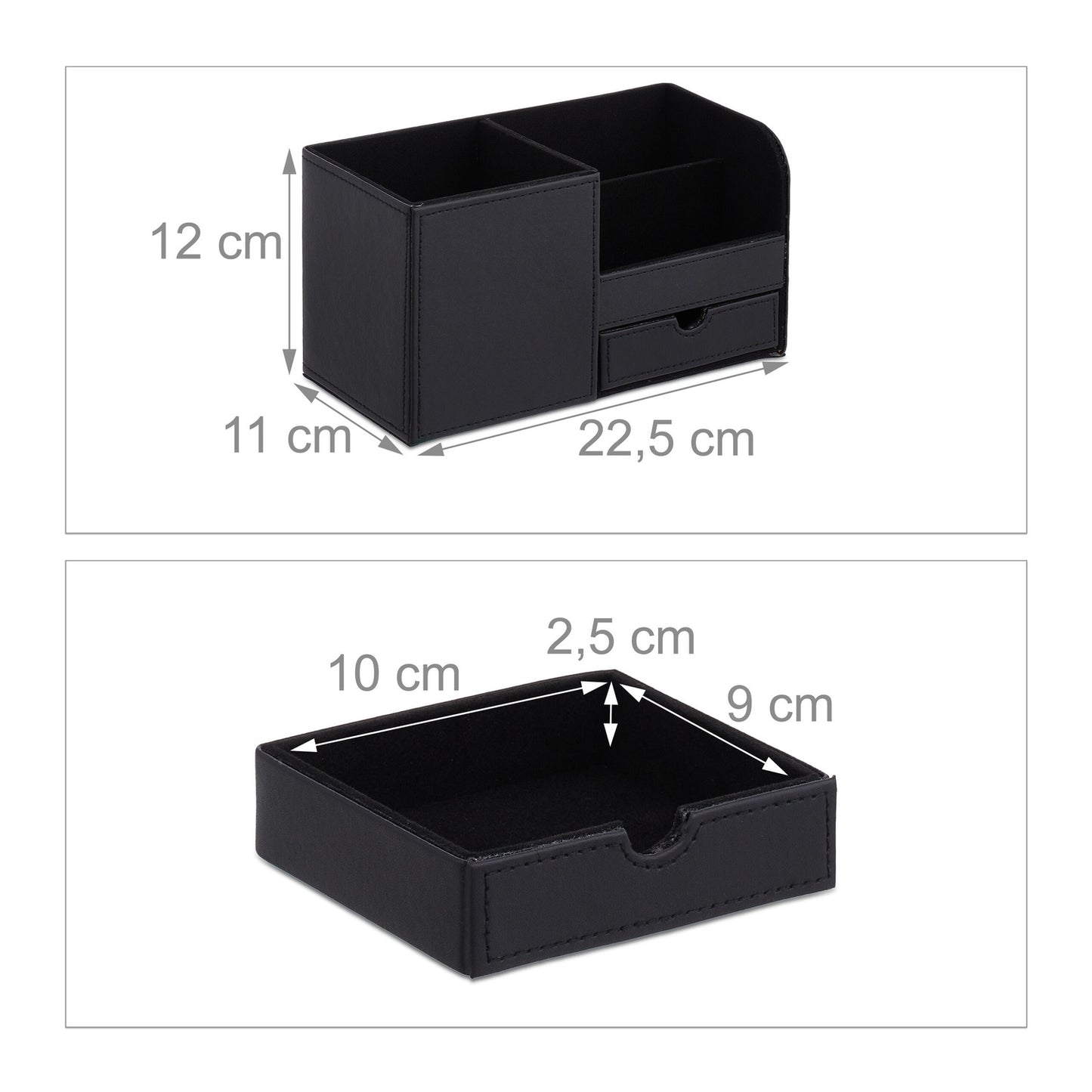Desk organization in leather look