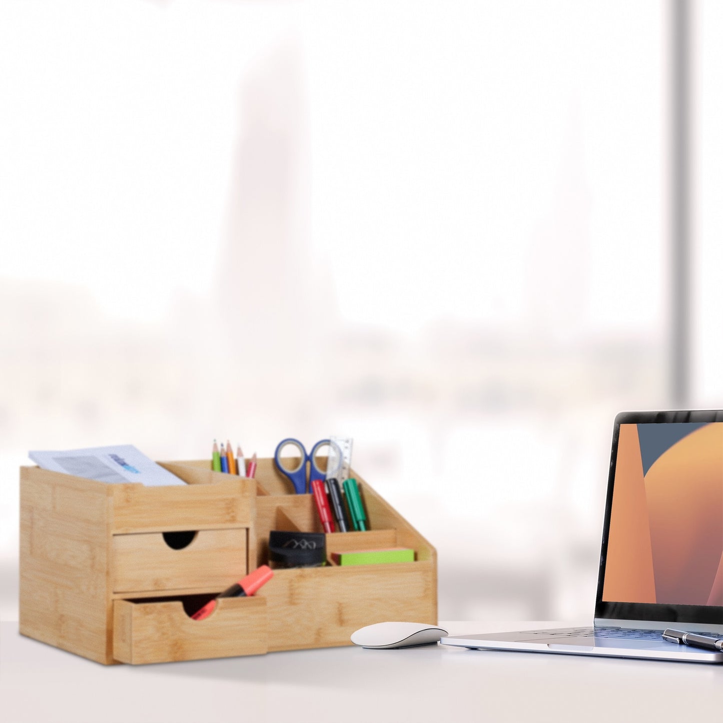 Desk organization with 2 drawers