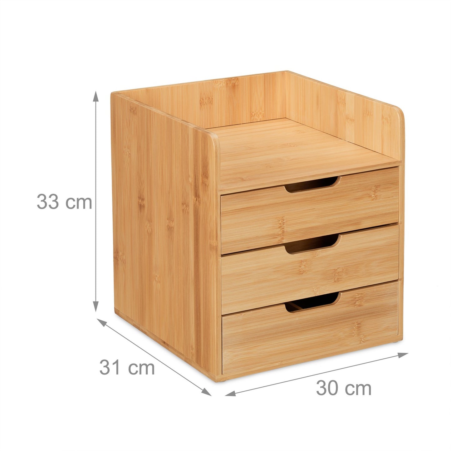 Desk organization with 3 drawers