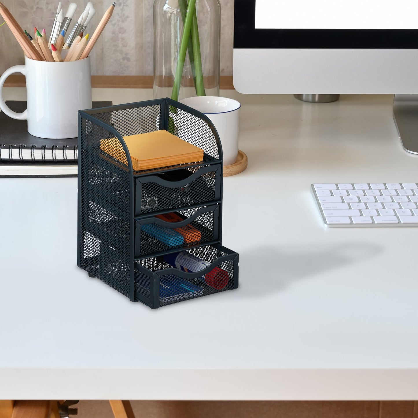 Desk organization with drawers