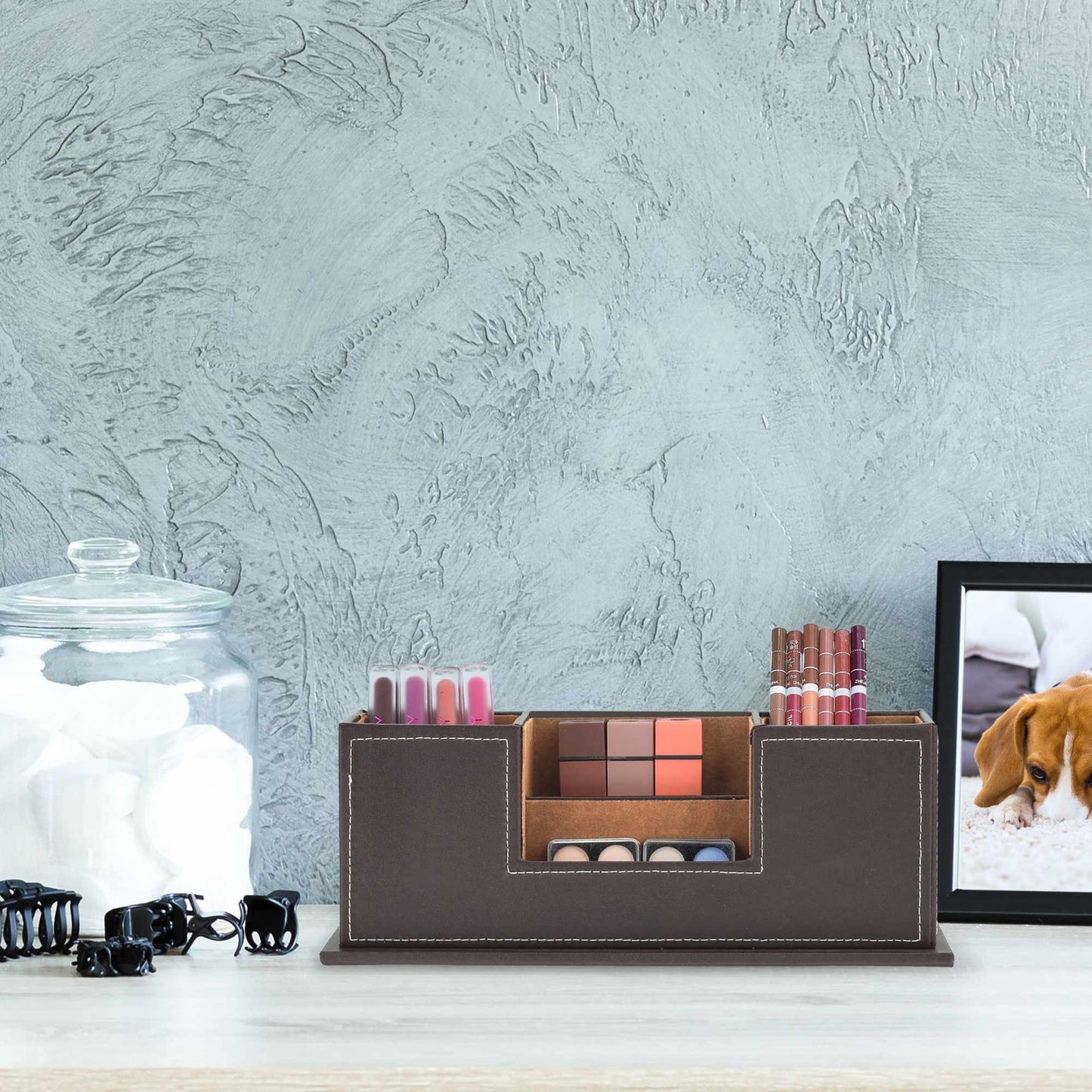 Desk organizer artificial leather