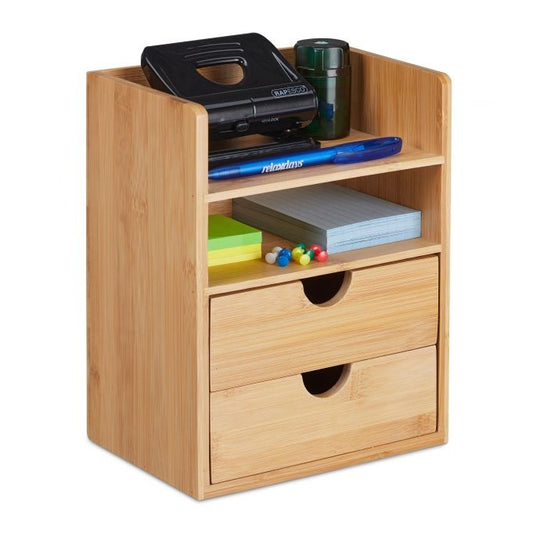 Desk storage in bamboo