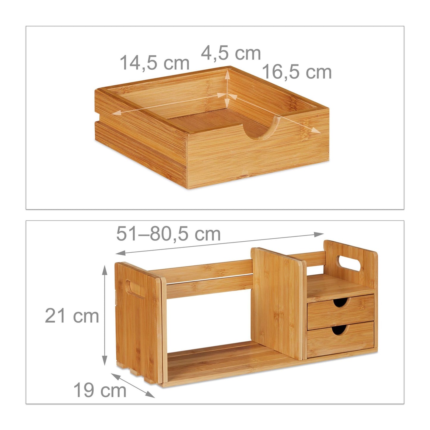 Desk storage in bamboo