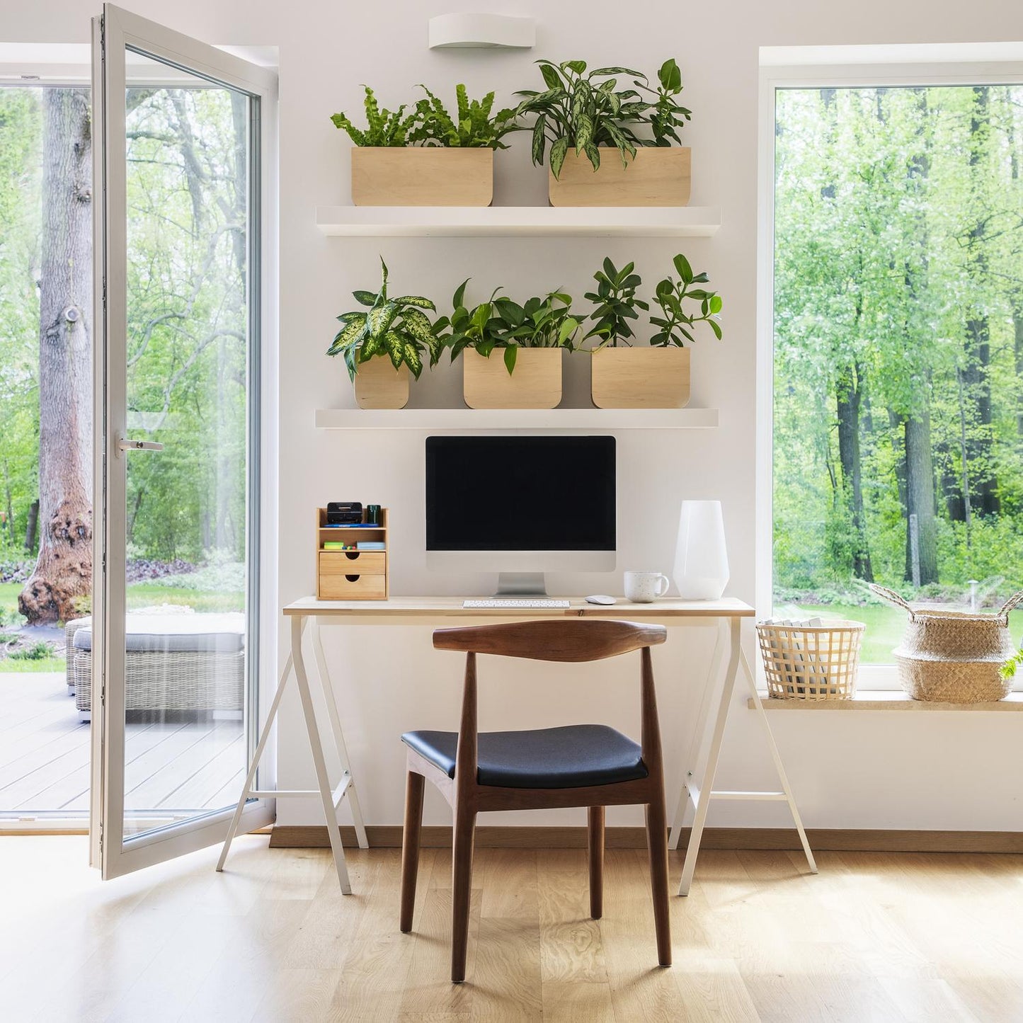 Desk storage in bamboo