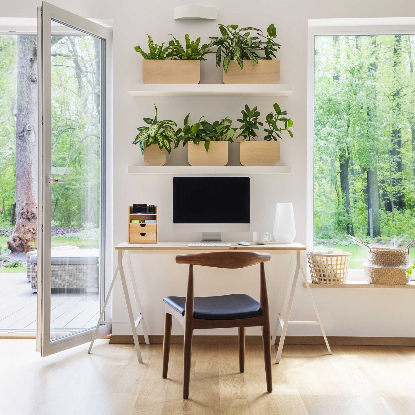 Desk storage in bamboo
