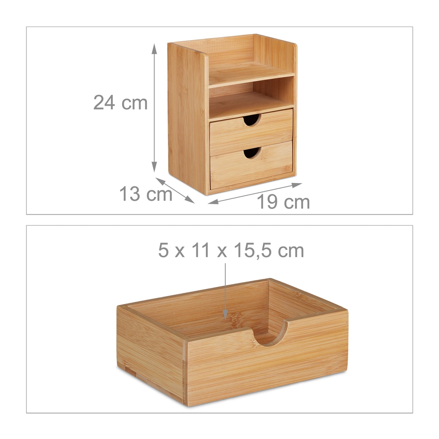 Desk storage in bamboo