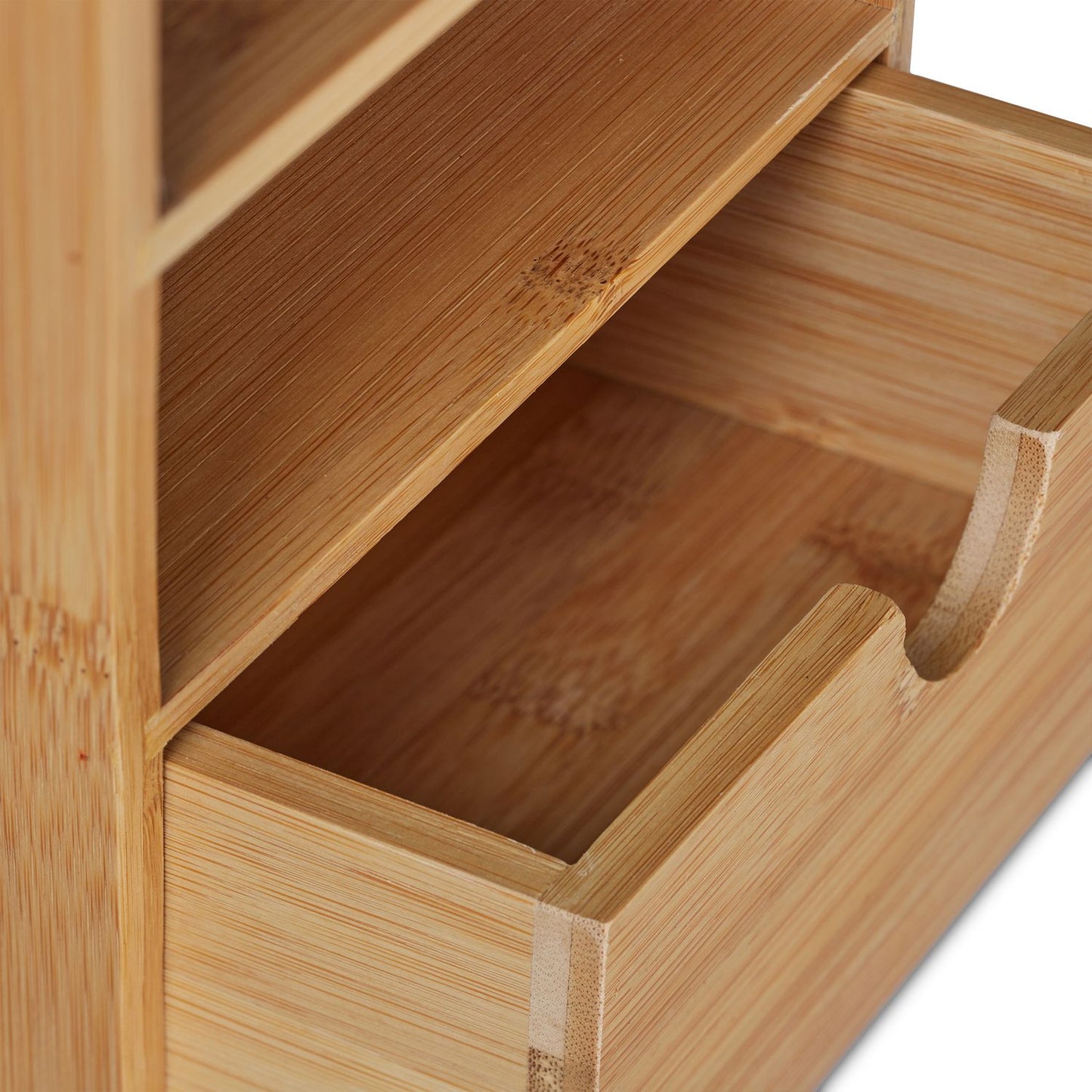 Desk storage in bamboo