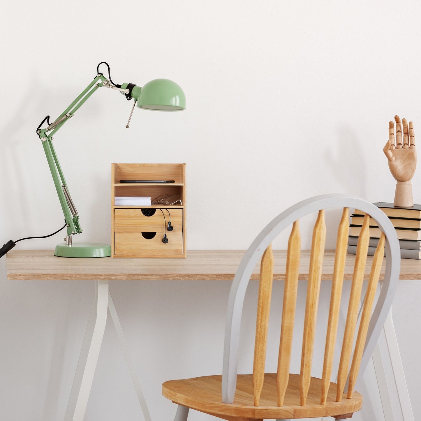 Desk storage in bamboo