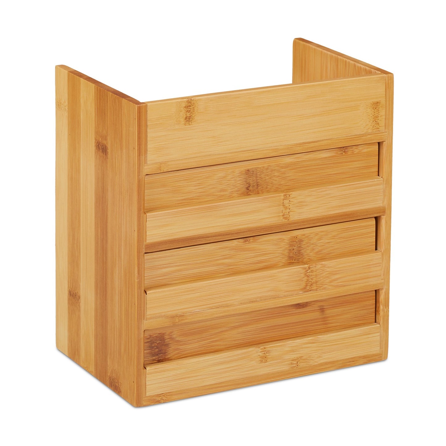 Desk storage with bamboo drawers