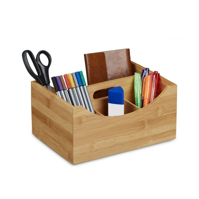 Desk storage with bamboo handle