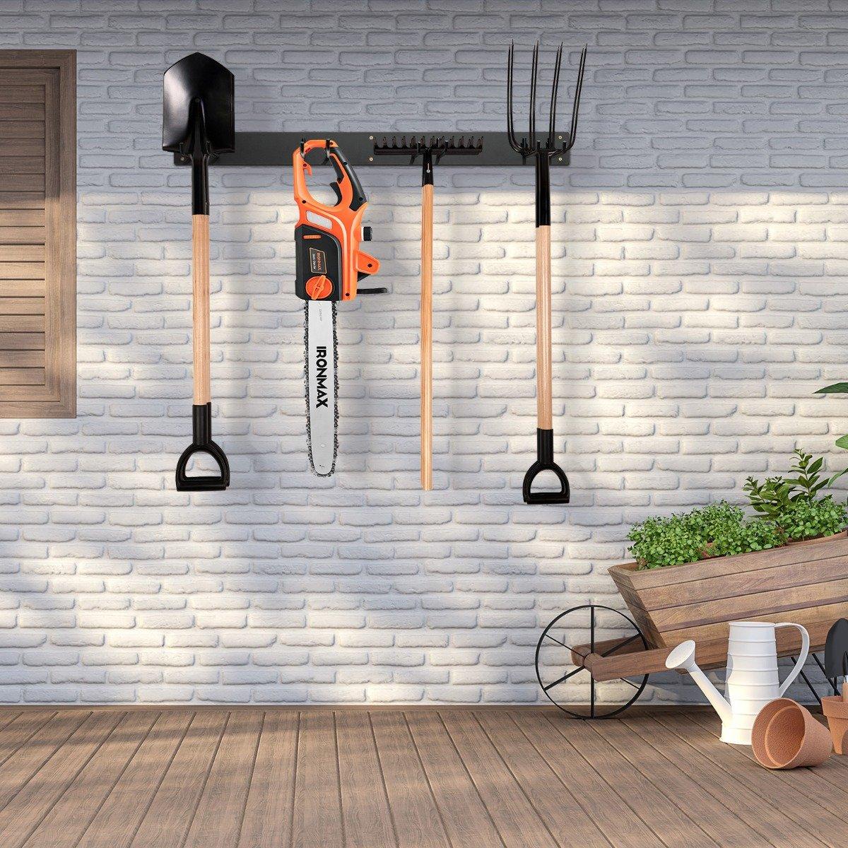 Device holder wall mount incl. 4 double hooks Garden tool holder 150 kg load capacity