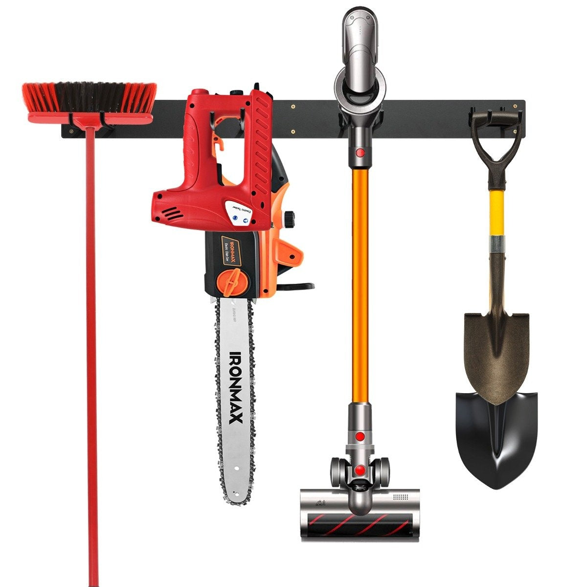 Device holder wall mount incl. 4 double hooks Garden tool holder 150 kg load capacity