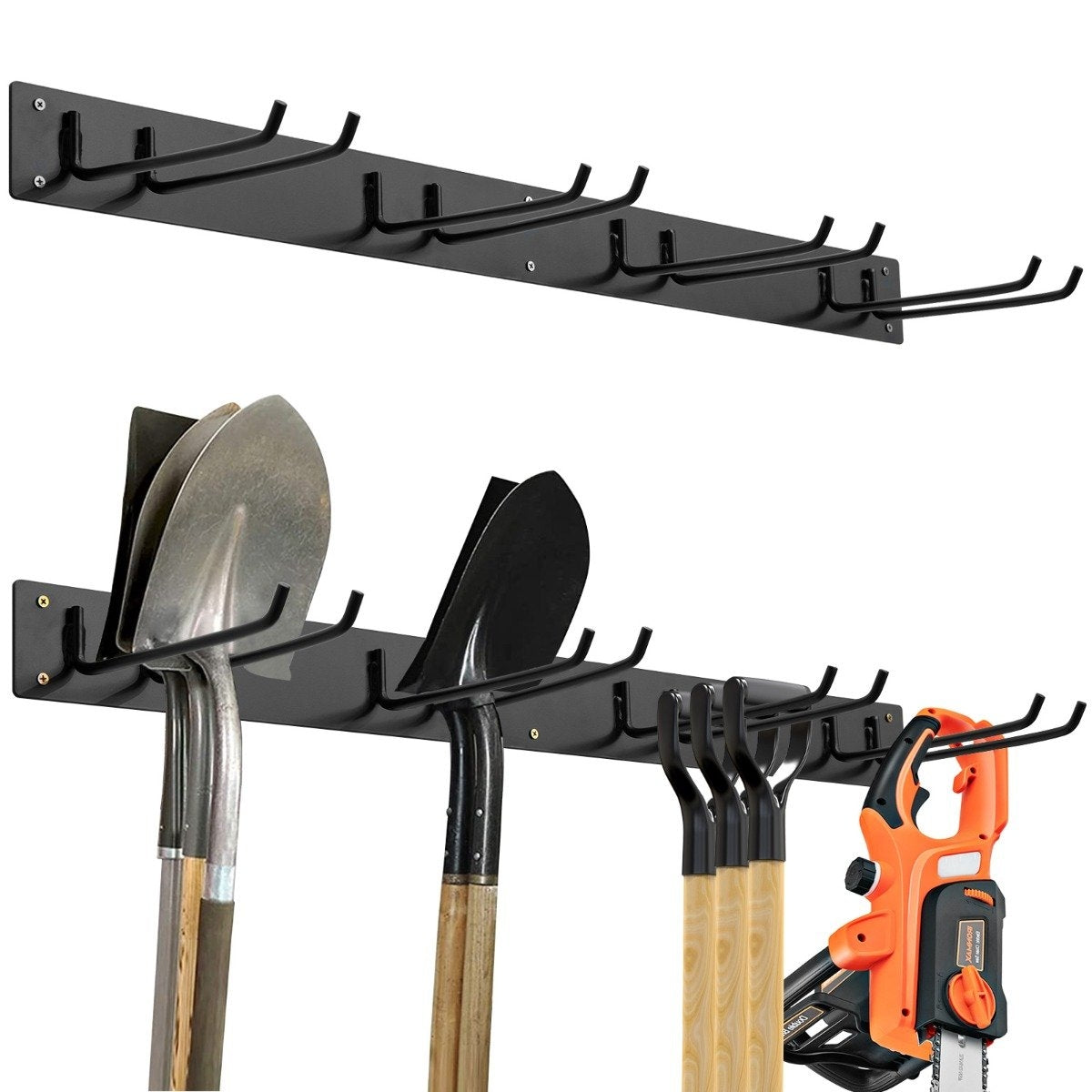 Device holder wall mount incl. 4 double hooks Garden tool holder 150 kg load capacity