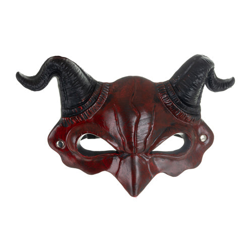 Devil Halloween Mask with Horns, Red/Black, Elastic Band