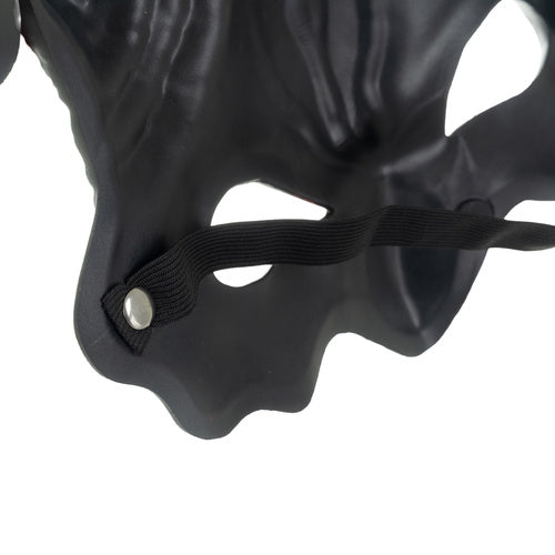 Devil Halloween Mask with Horns, Red/Black, Elastic Band