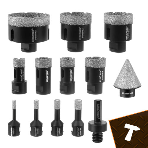 Diamond Hole Saw Set, 13 Pieces, 6-68mm, M14 Thread