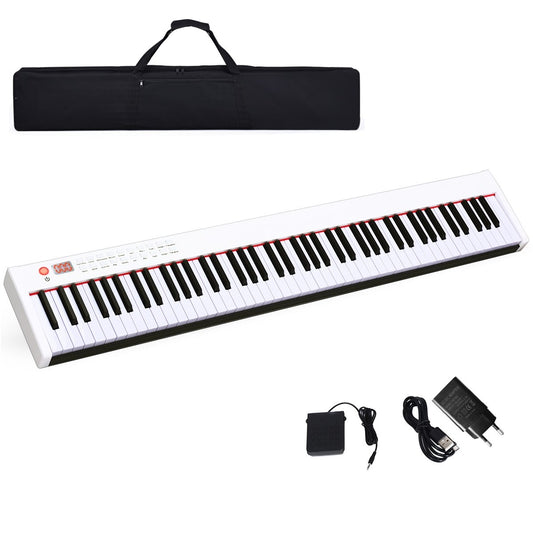 Digital Piano with 88 Keys Portable Electronic Keyboard 127 x 21.5 x 6.5cm White + Black