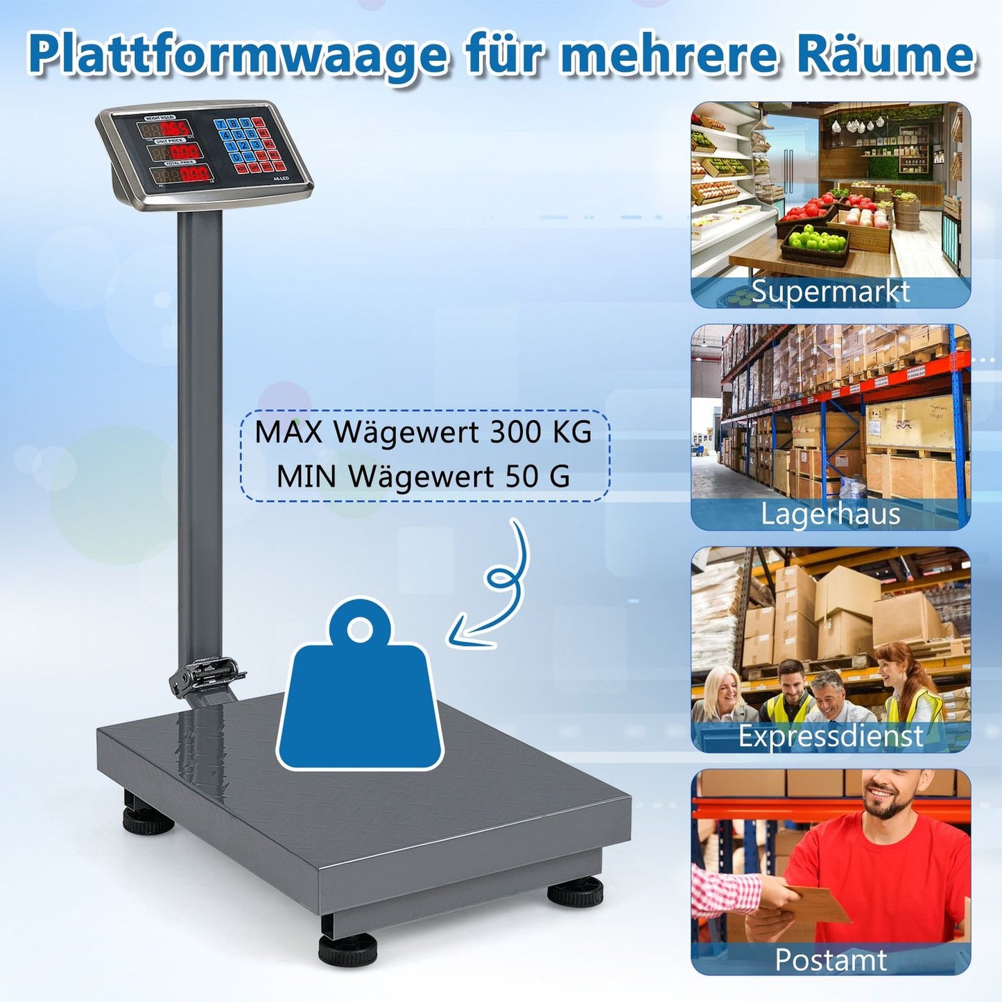 Digital Platform Scale 300kg/50g with Price Calculator