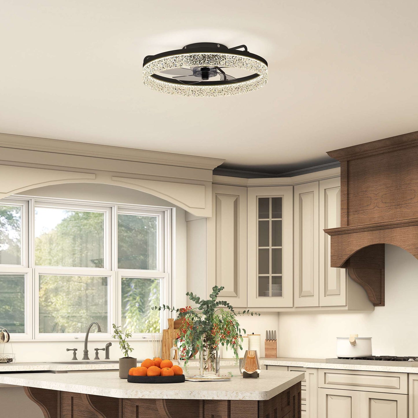 Dimmable LED Ceiling Fan with Remote, Black, 50cm Diameter
