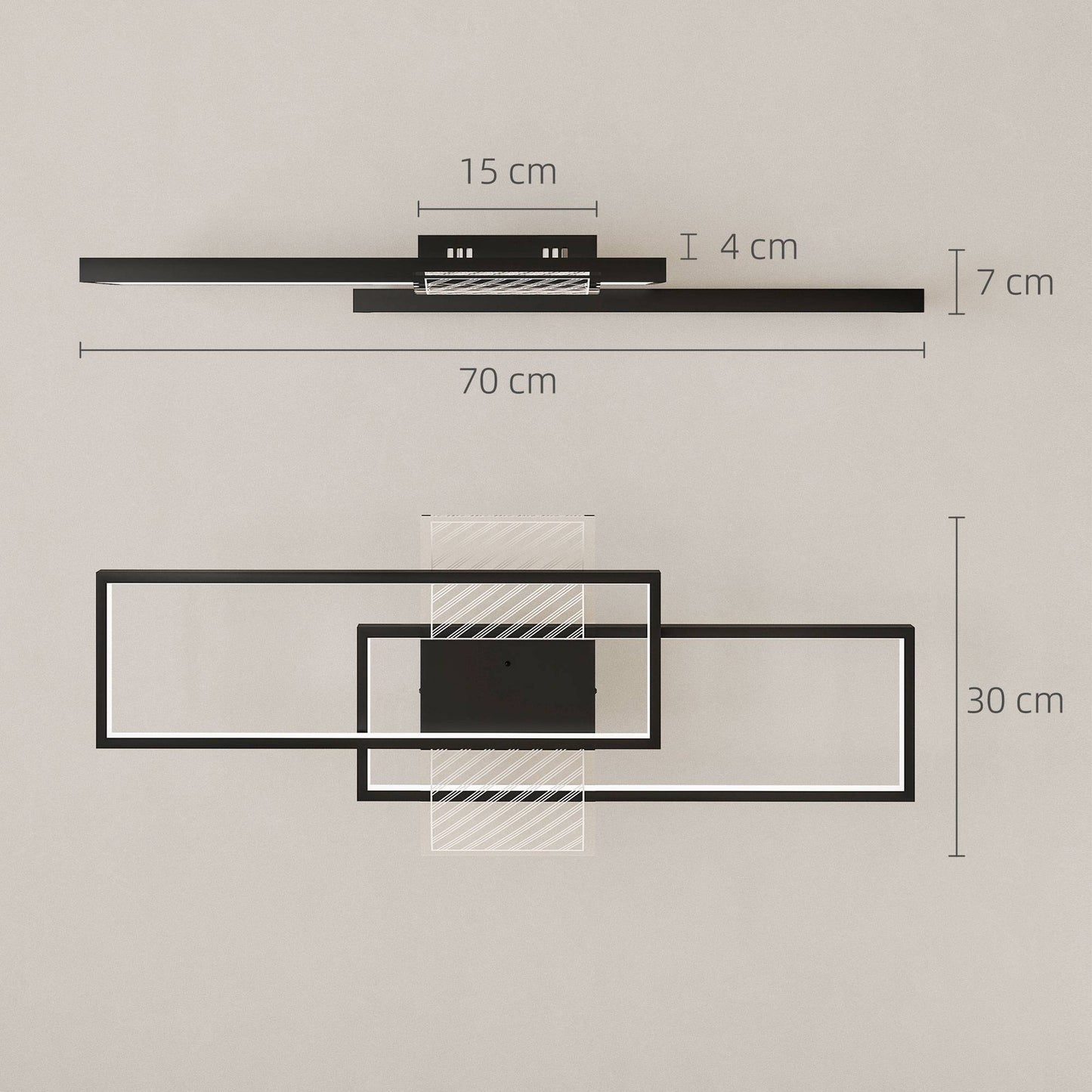 Dimmable LED Ceiling Light, 43W, 4600LM, 3000-6000K, Black