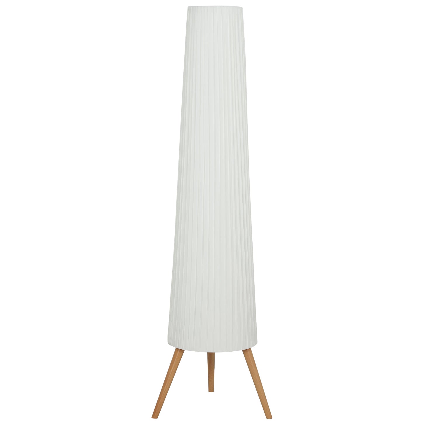Dimmable LED Floor Lamp, Wood Tripod, Foot Switch, White