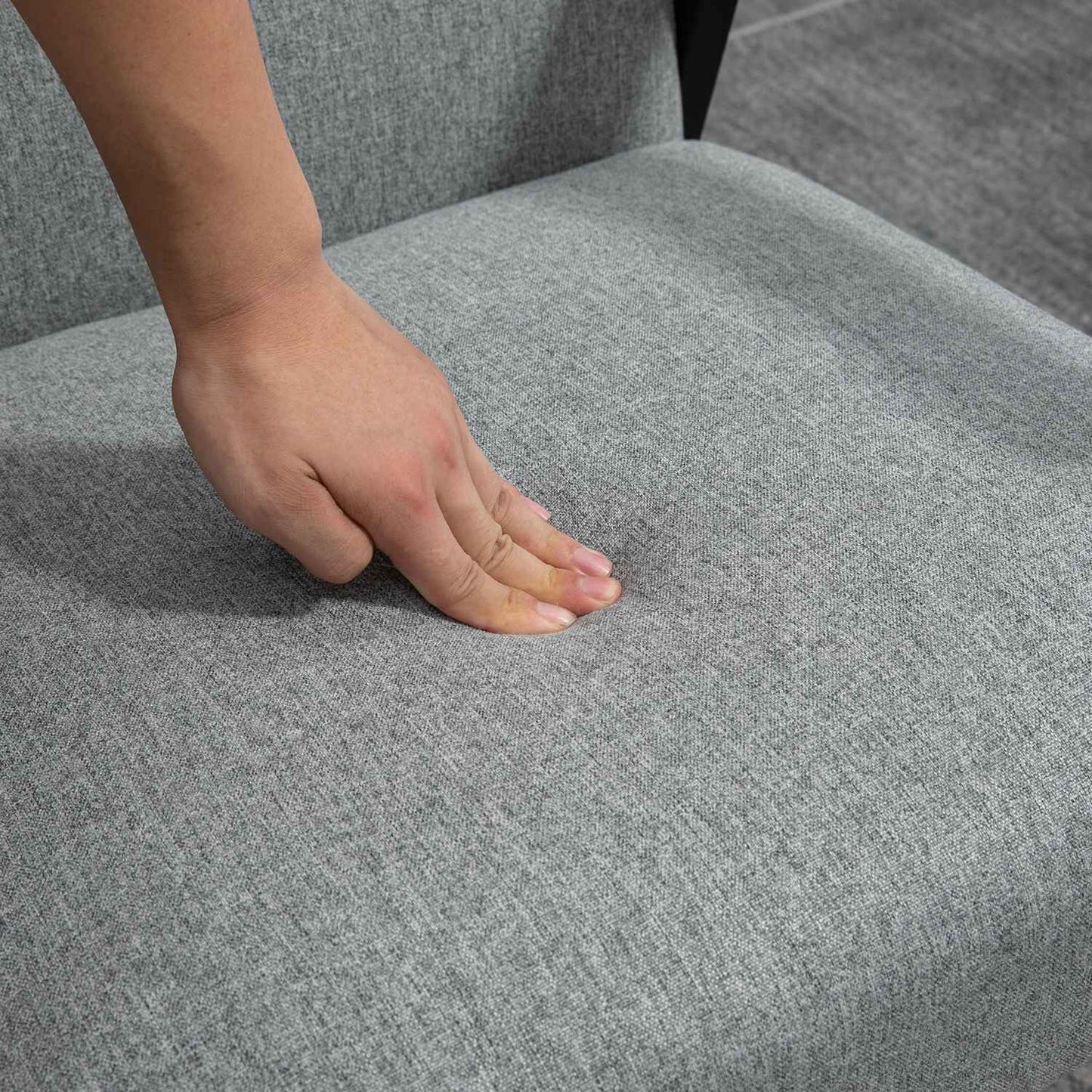 Armchair in gray linen look - Wingback, relaxation, 64.5x70x83.5 cm