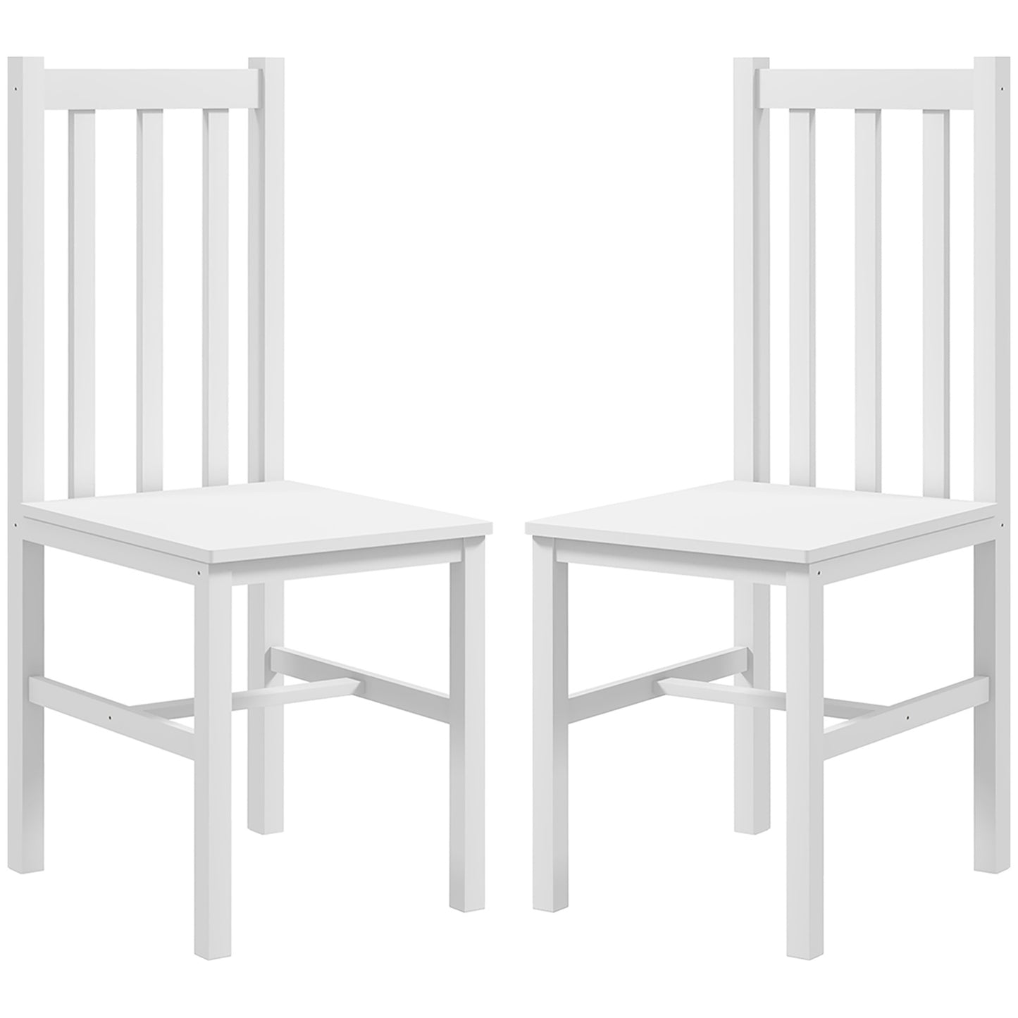 Dining chairs in white pine, set with 2 - 120 kg capacity