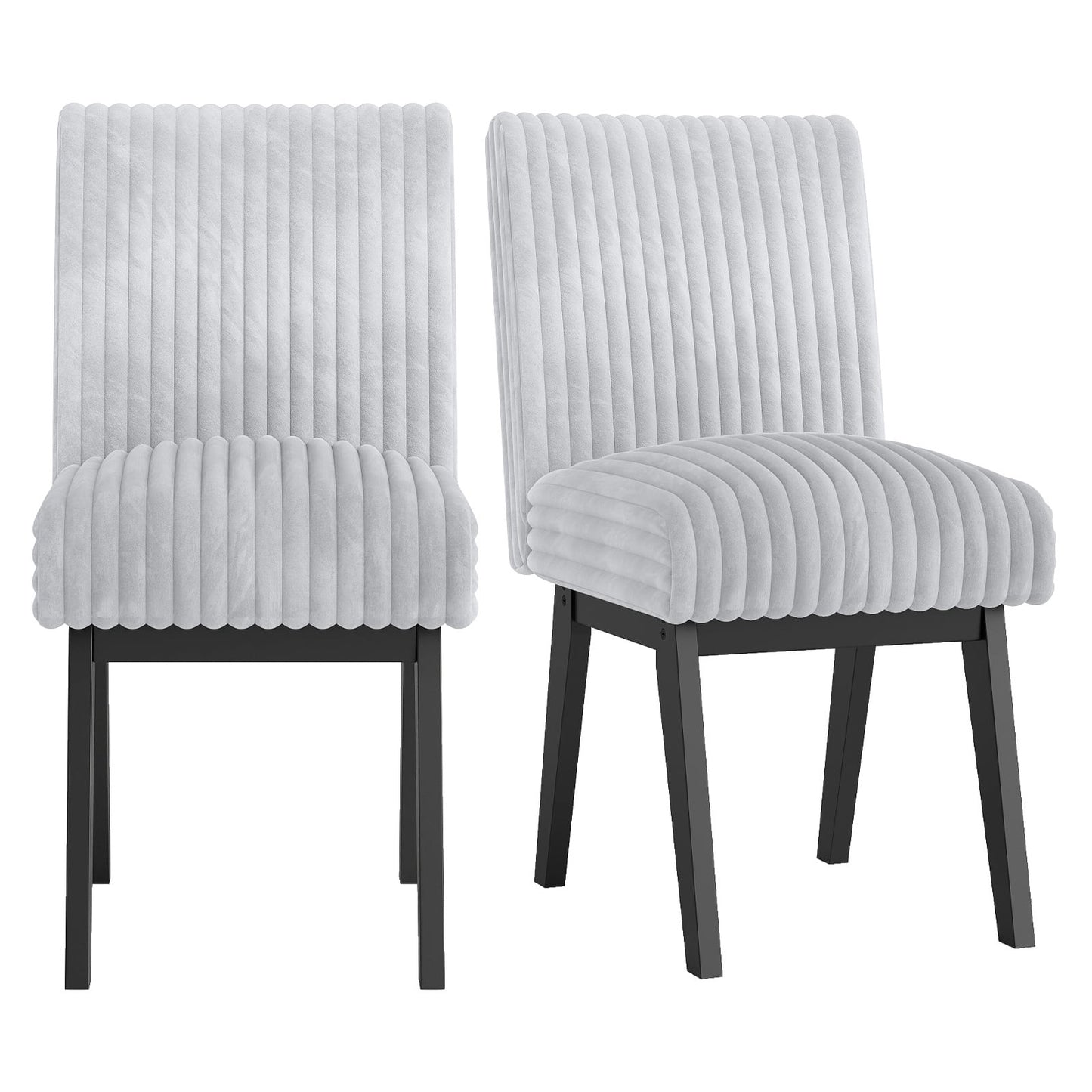 Dining Chairs Set of 2, Padded Seat, Rubberwood Legs, Gray