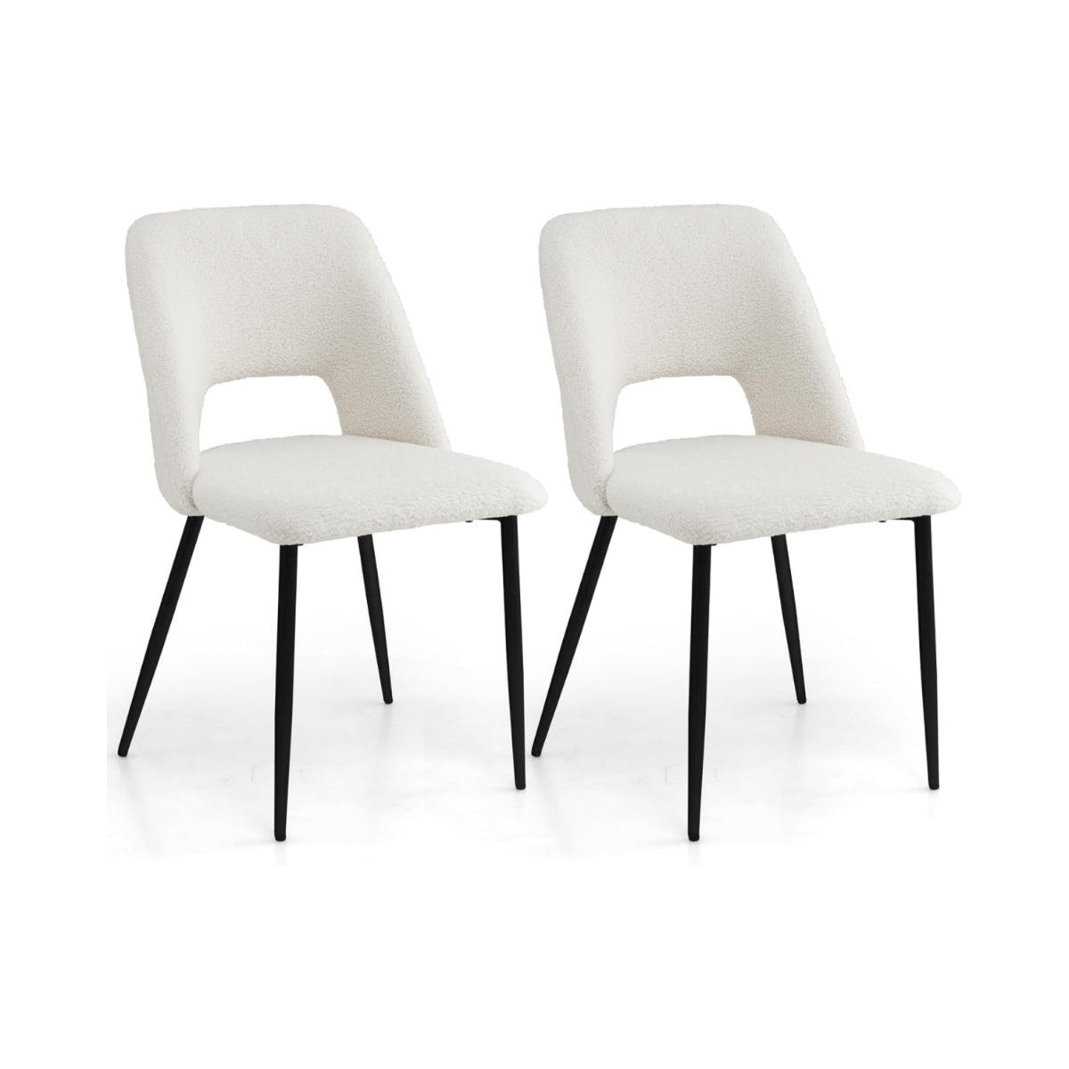 Dining Chairs Set of 2, Padded Velvet, Beige, Metal Frame