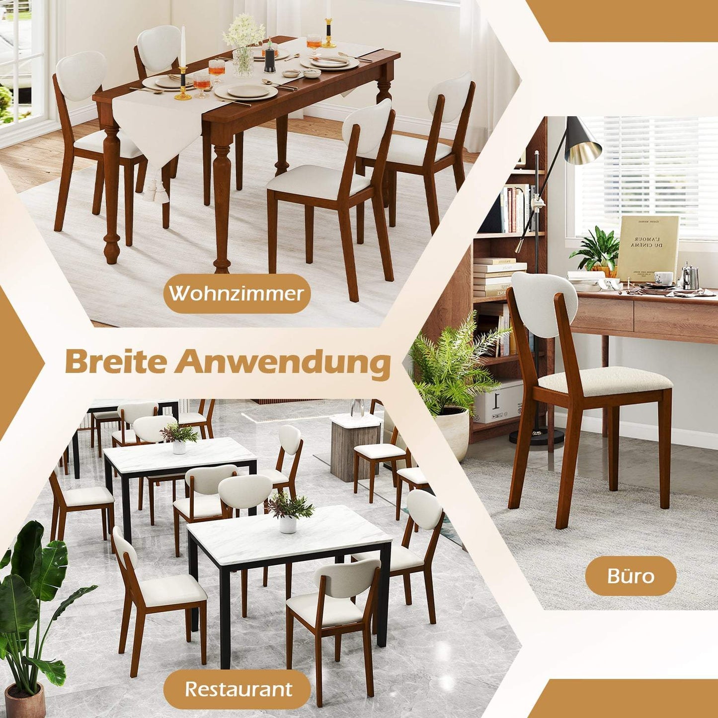 Dining Chairs Set of 2, Sherpa Upholstered, 180kg Capacity