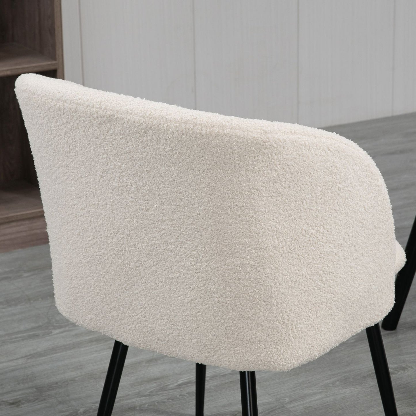 Dining Chairs Set of 2, Upholstered, Cream White, Steel Legs