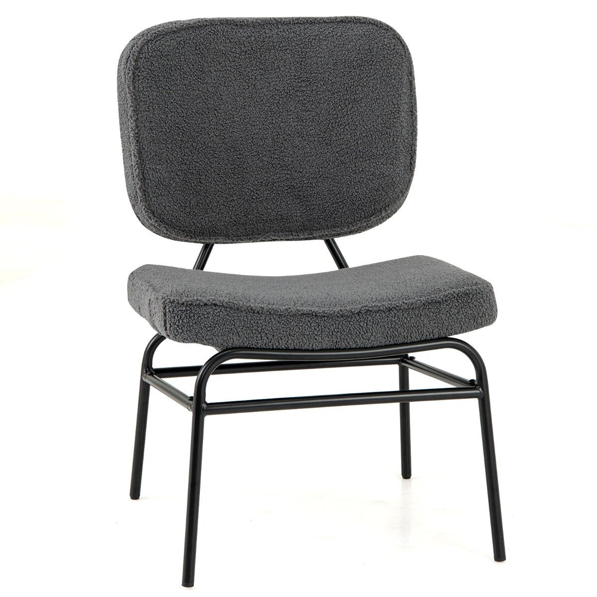 Dining Chair with Curved Seat &amp;amp; Backrest Sherpa kitchen chair upholstered chair gray