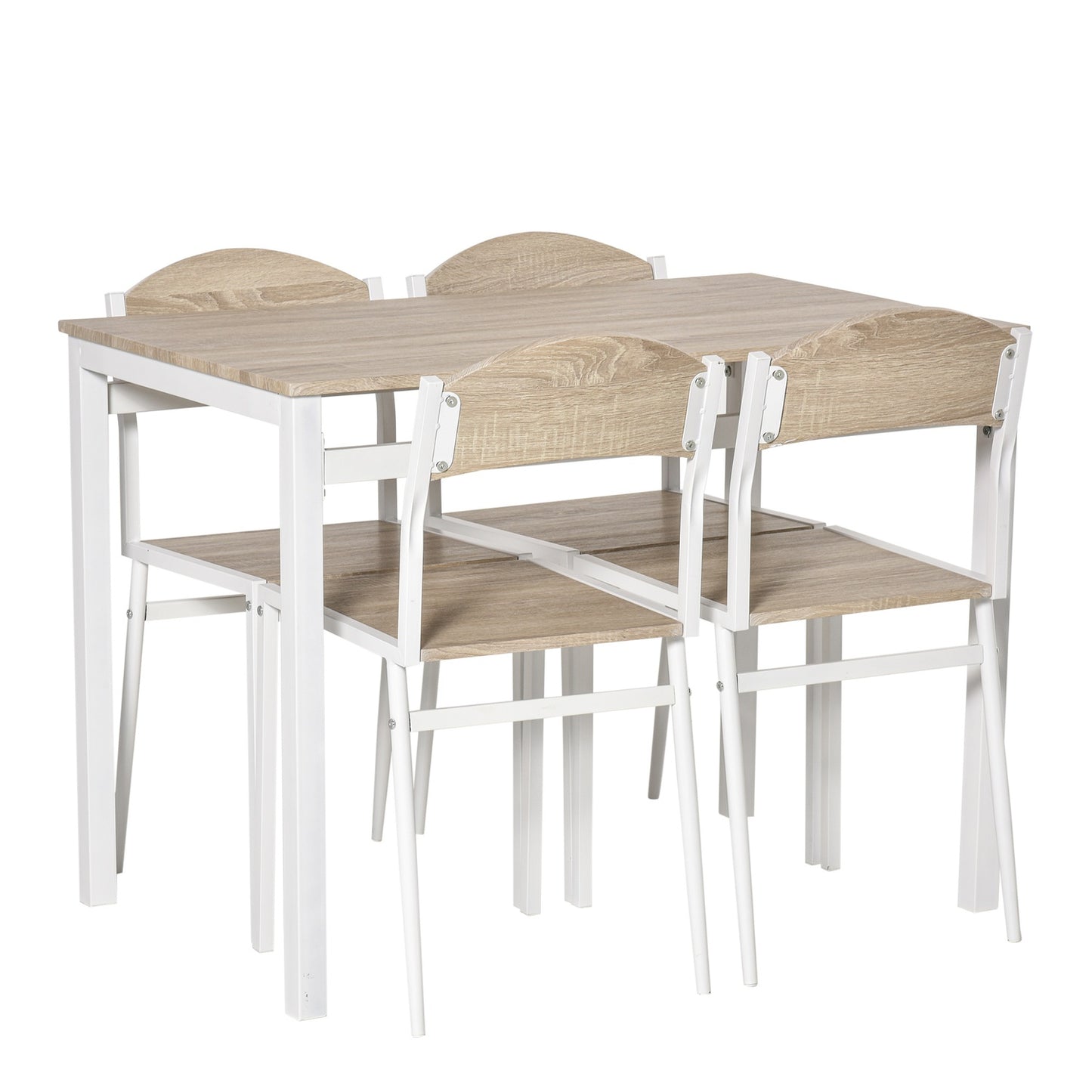 5-piece dining table set, wood fibers MDF & metal, grey/white