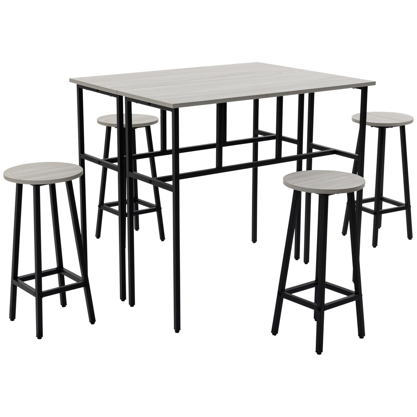Industrial 6-piece dining room set with bar table and chairs